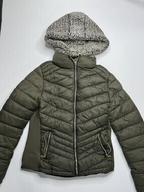 Snobbish Collection Womens M Olive Green Puffer Jacket Sherpa Fleece Lined